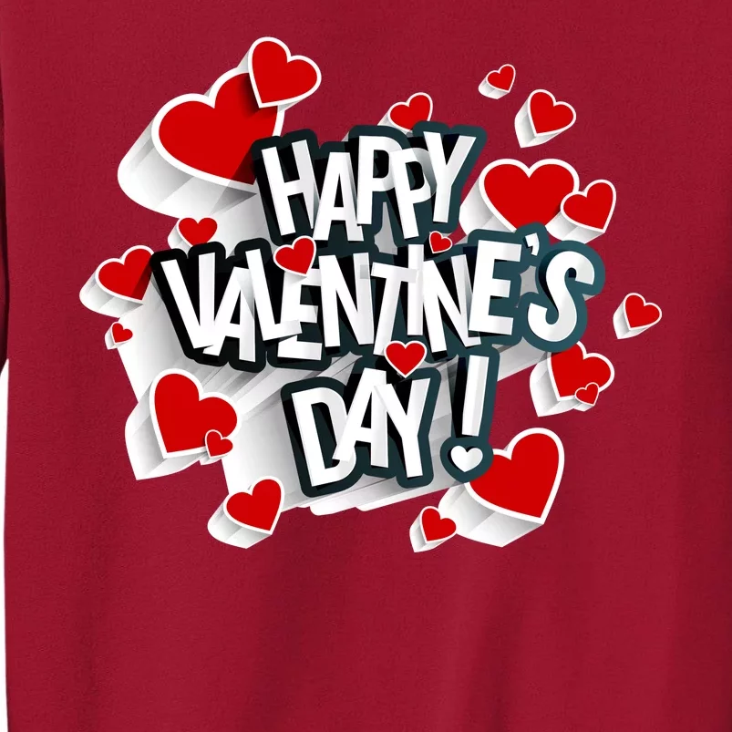 Happy Valentine's Day Love Hearts Logo Tall Sweatshirt