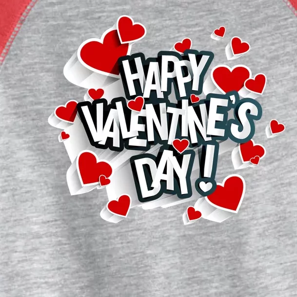 Happy Valentine's Day Love Hearts Logo Toddler Fine Jersey T-Shirt