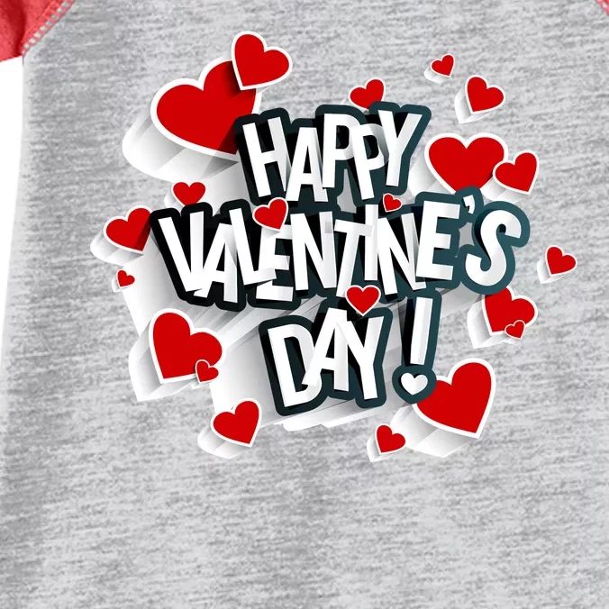 Happy Valentine's Day Love Hearts Logo Infant Baby Jersey Bodysuit