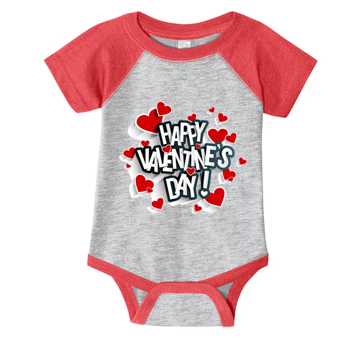 Happy Valentine's Day Love Hearts Logo Infant Baby Jersey Bodysuit