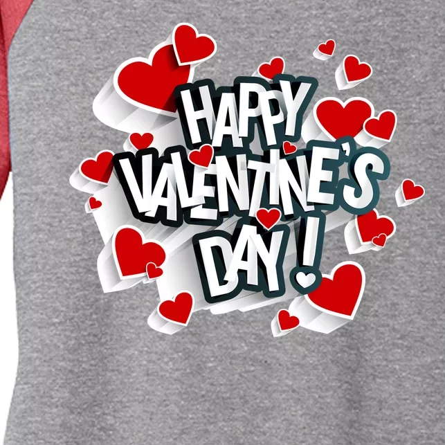 Happy Valentine's Day Love Hearts Logo Women's Tri-Blend 3/4-Sleeve Raglan Shirt