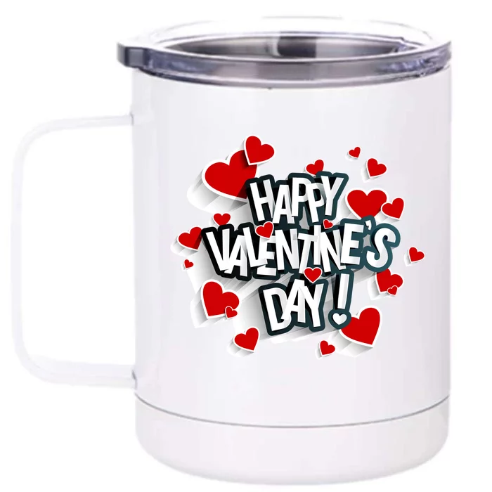 Happy Valentine's Day Love Hearts Logo Front & Back 12oz Stainless Steel Tumbler Cup