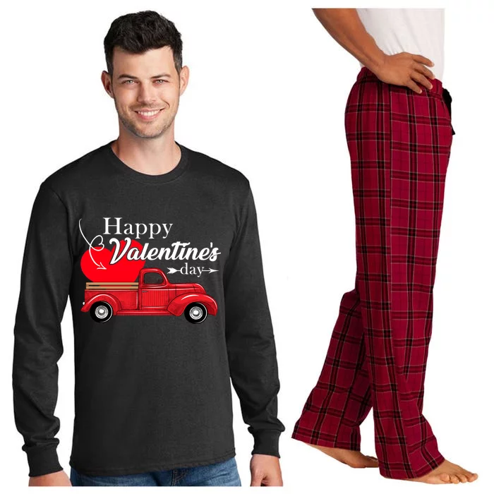 Happy Valentines Day Truck Full Of Hearts Long Sleeve Pajama Set