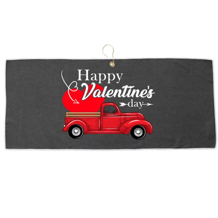 Happy Valentines Day Truck Full Of Hearts Large Microfiber Waffle Golf Towel