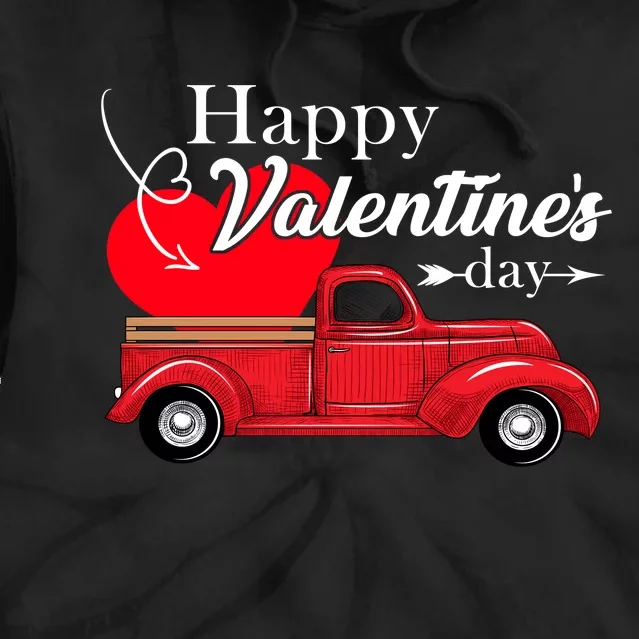 Happy Valentines Day Truck Full Of Hearts Tie Dye Hoodie