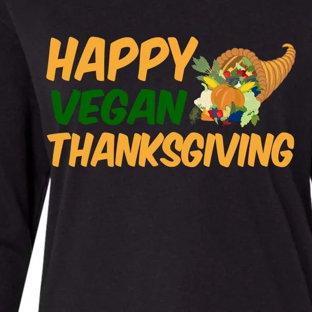 Happy Vegan Thanksgiving Womens Cotton Relaxed Long Sleeve T-Shirt