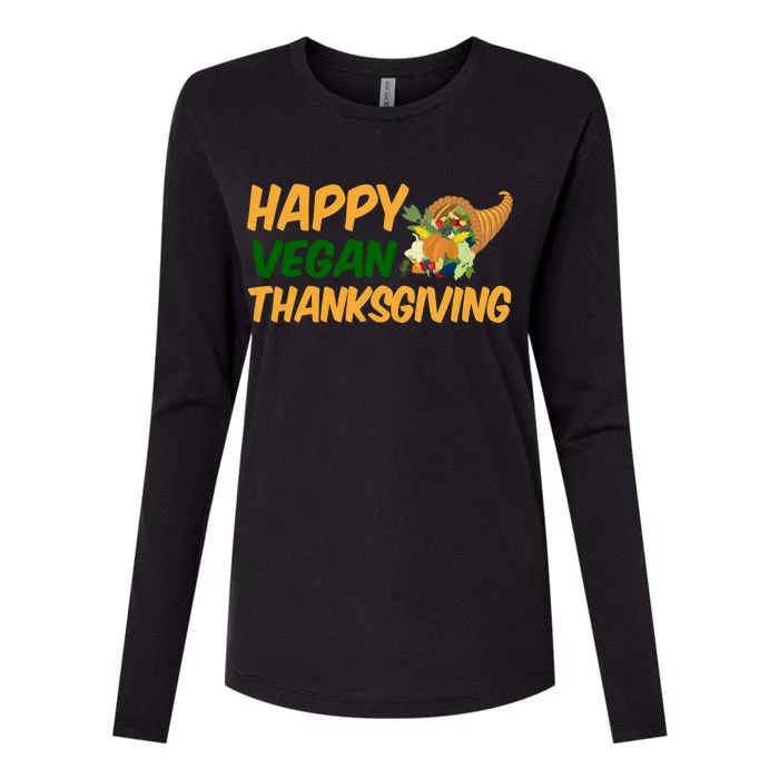 Happy Vegan Thanksgiving Womens Cotton Relaxed Long Sleeve T-Shirt