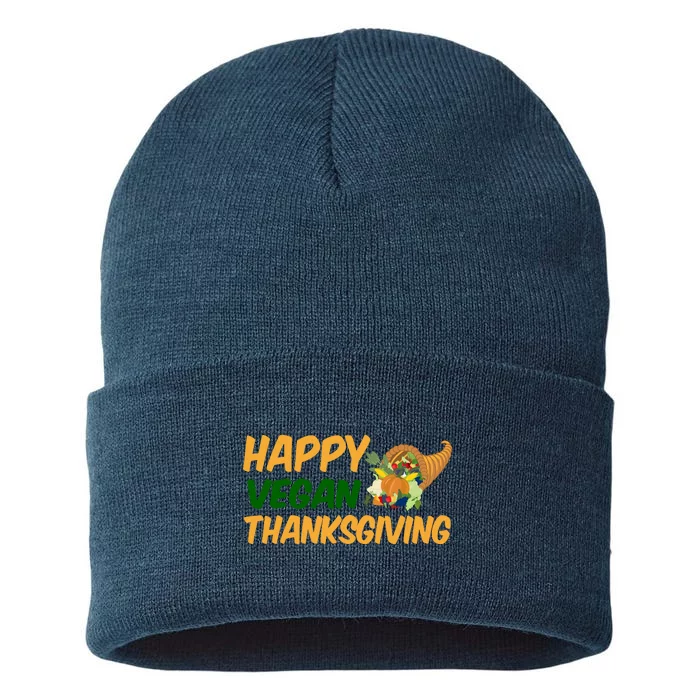 Happy Vegan Thanksgiving Sustainable Knit Beanie