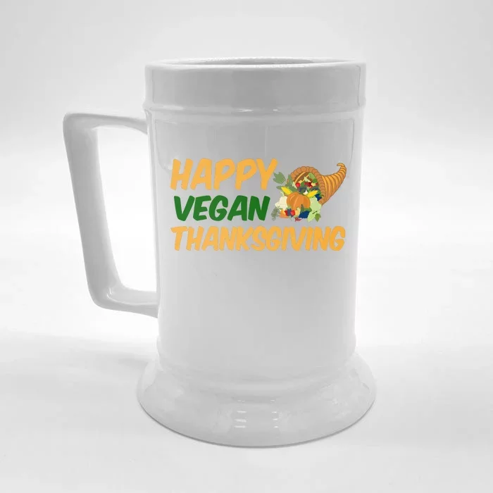 Happy Vegan Thanksgiving Front & Back Beer Stein