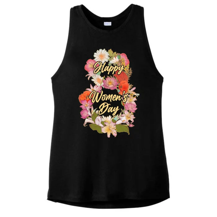 Happy Women's Day March 8 Flowers Ladies Tri-Blend Wicking Tank