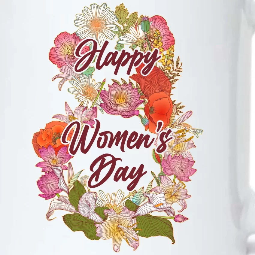 Happy Women's Day March 8 Flowers Black Color Changing Mug