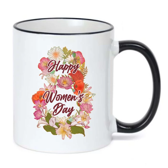 Happy Women's Day March 8 Flowers Black Color Changing Mug