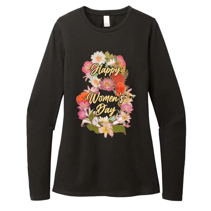 Happy Women's Day March 8 Flowers Womens CVC Long Sleeve Shirt