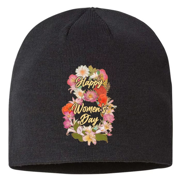 Happy Women's Day March 8 Flowers 8 1/2in Sustainable Knit Beanie