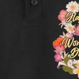 Happy Women's Day March 8 Flowers Dry Zone Grid Performance Polo