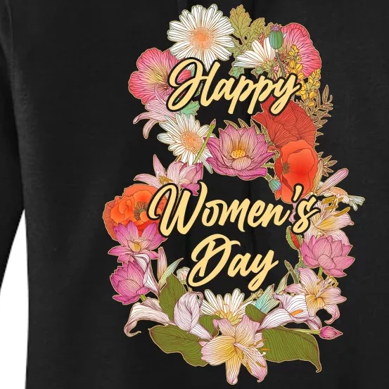 Happy Women's Day March 8 Flowers Women's Pullover Hoodie