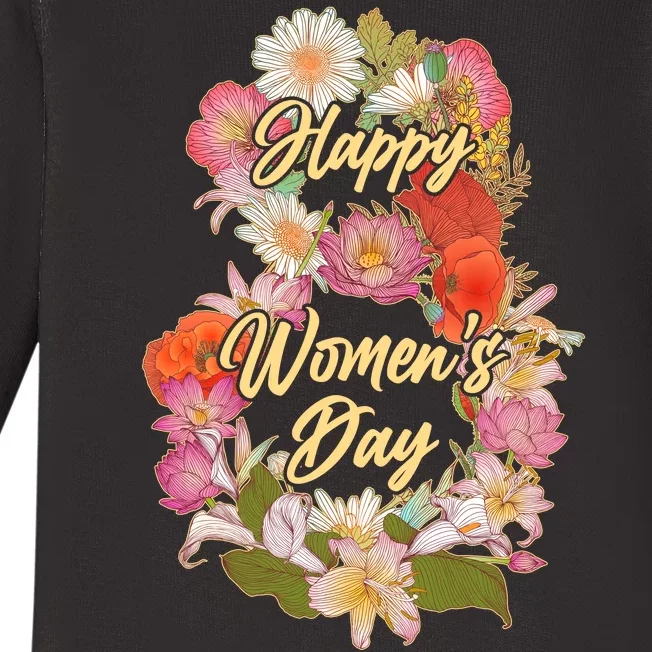 Happy Women's Day March 8 Flowers Baby Long Sleeve Bodysuit