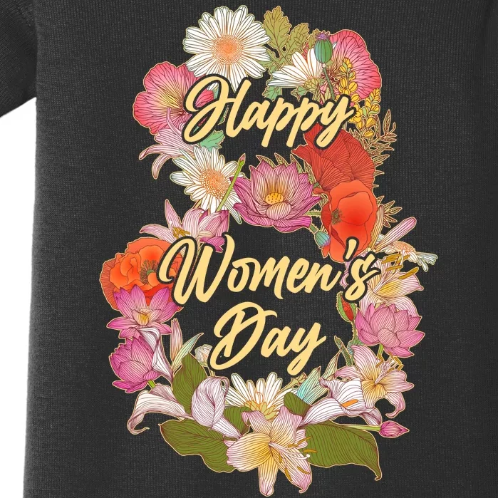 Happy Women's Day March 8 Flowers Baby Bodysuit