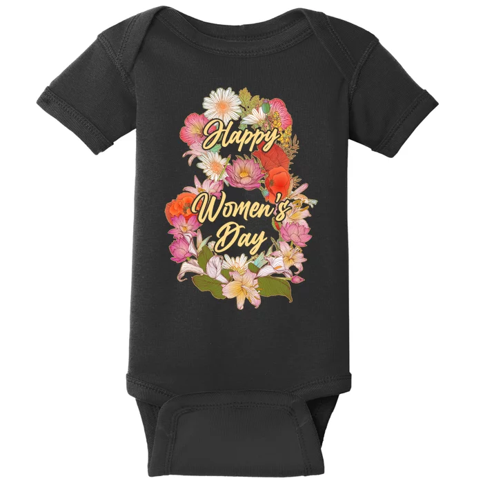 Happy Women's Day March 8 Flowers Baby Bodysuit