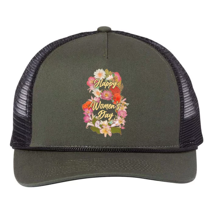 Happy Women's Day March 8 Flowers Retro Rope Trucker Hat Cap