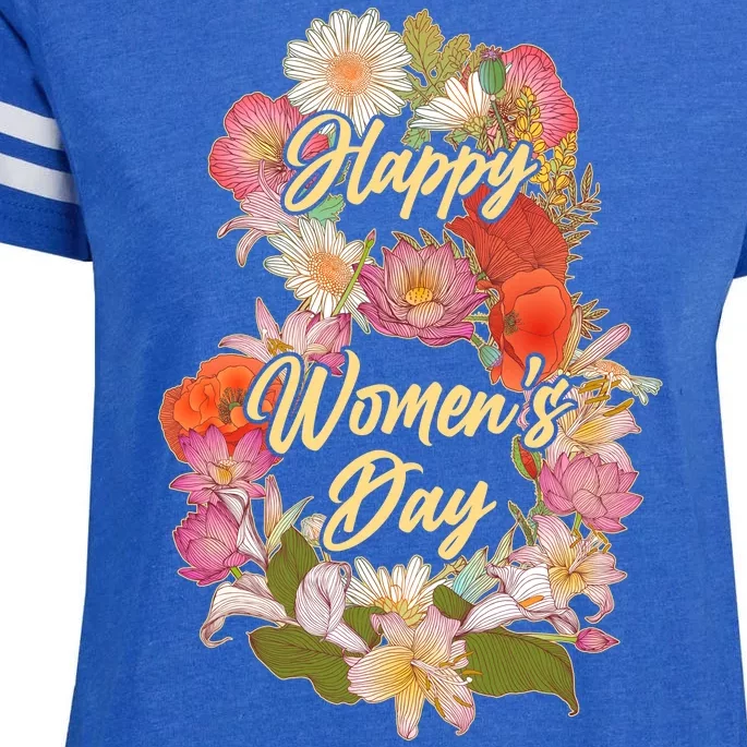 Happy Women's Day March 8 Flowers Enza Ladies Jersey Football T-Shirt