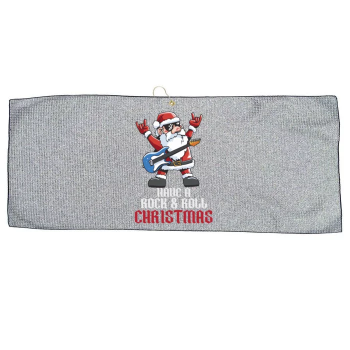 Have A Rock And Roll Christmas Rock Santa Music Lover Cool Gift Large Microfiber Waffle Golf Towel