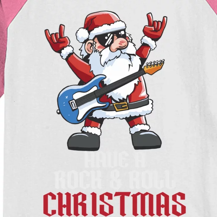 Have A Rock And Roll Christmas Rock Santa Music Lover Cool Gift Kids Colorblock Raglan Jersey