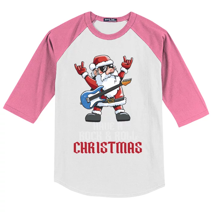 Have A Rock And Roll Christmas Rock Santa Music Lover Cool Gift Kids Colorblock Raglan Jersey