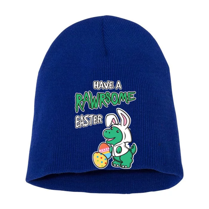 Have A Rawrsome Easter Tcute Giftrex Dinosaur In Easter Bunny Ears Cool Gift Short Acrylic Beanie