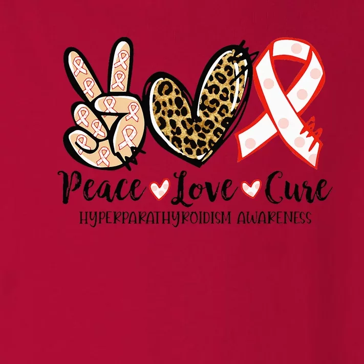 Hyperparathyroidism Awareness Red Ribbon Peace Love Cure Toddler Long Sleeve Shirt