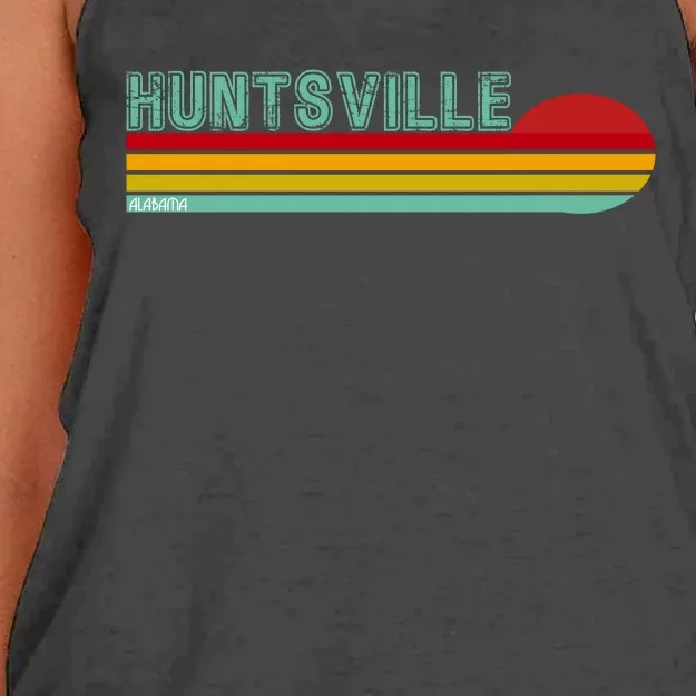 Huntsville Alabama Retro Sunset Women's Knotted Racerback Tank