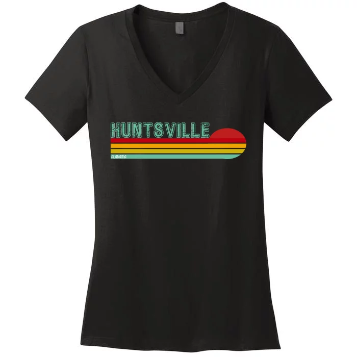 Huntsville Alabama Retro Sunset Women's V-Neck T-Shirt