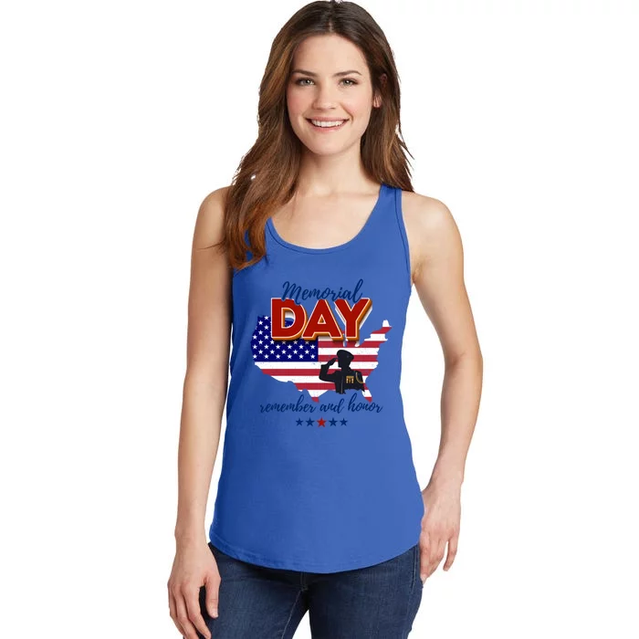 Honor And Remember Memorial Day Patriotic Flag Veterans Day Gift Ladies Essential Tank