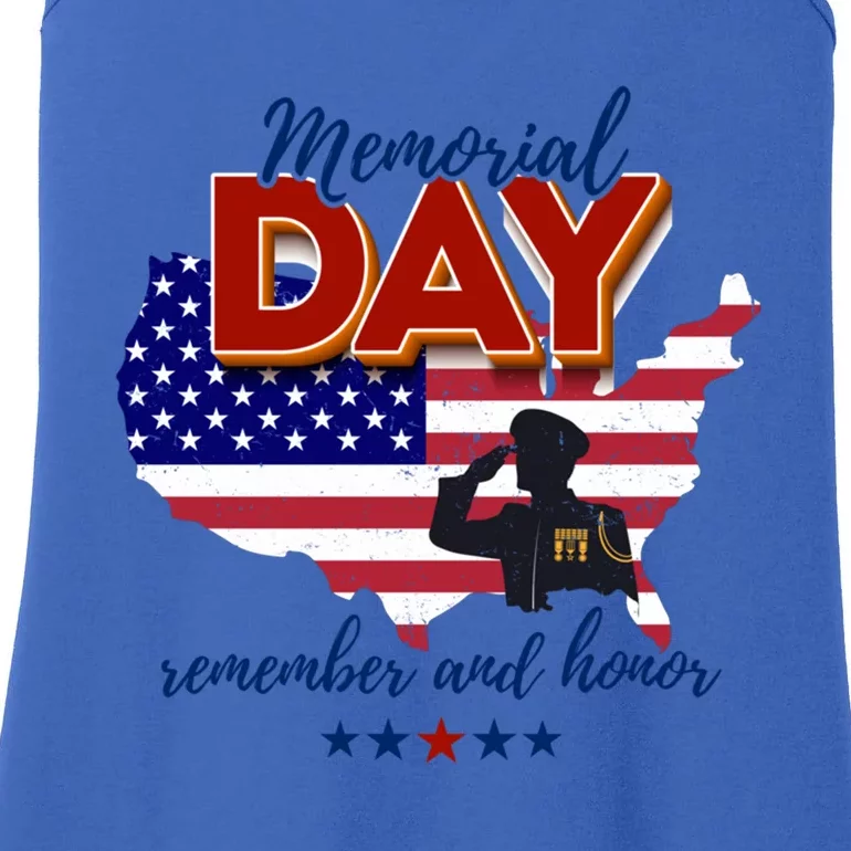 Honor And Remember Memorial Day Patriotic Flag Veterans Day Gift Ladies Essential Tank