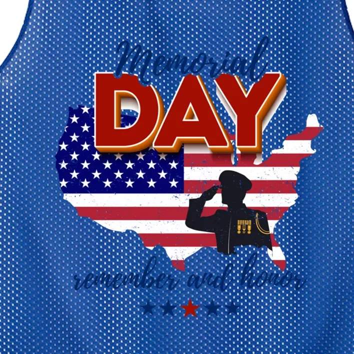 Honor And Remember Memorial Day Patriotic Flag Veterans Day Gift Mesh Reversible Basketball Jersey Tank