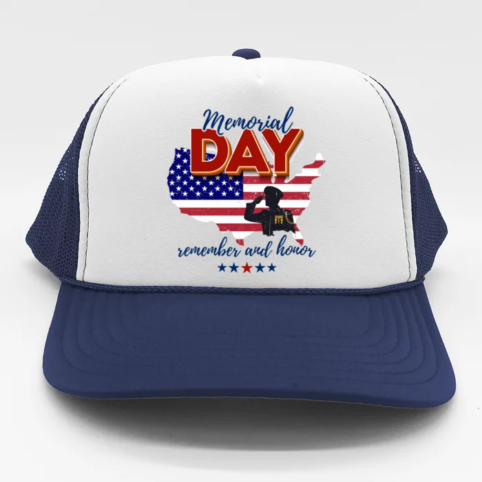 Honor And Remember Memorial Day Patriotic Flag Veterans Day Gift Trucker Hat