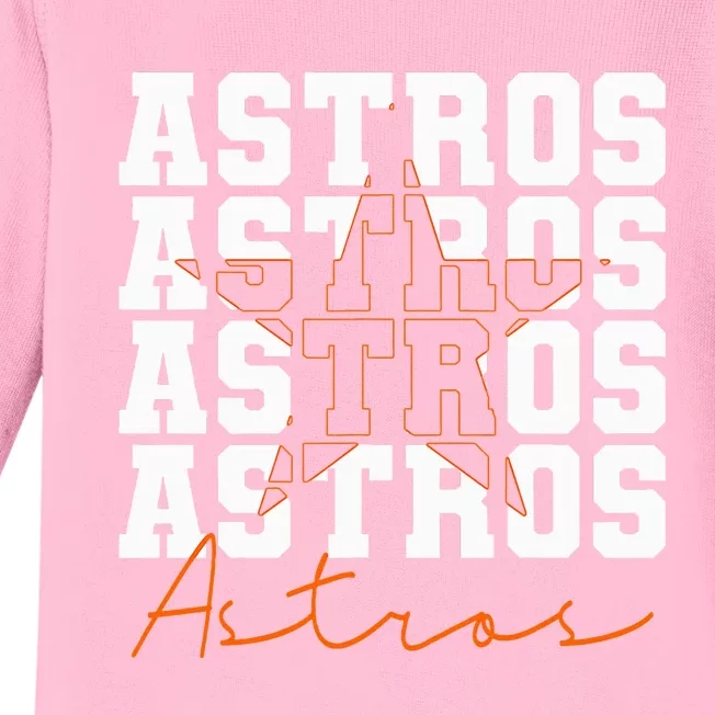 Houston Astros Retro Sports Team Logo Gift Baby Long Sleeve Bodysuit