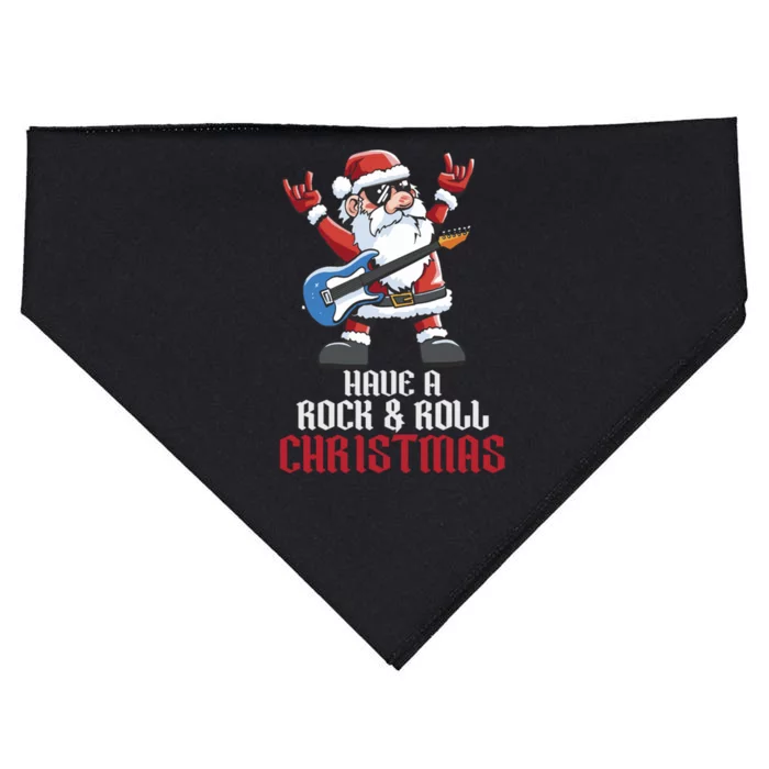 Have A Rock And Roll Christmas Rock Santa Music Lover Funny Gift USA-Made Doggie Bandana