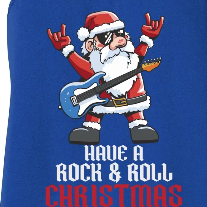 Have A Rock And Roll Christmas Rock Santa Music Lover Funny Gift Women's Racerback Tank