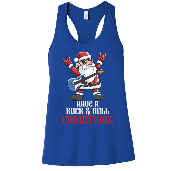 Have A Rock And Roll Christmas Rock Santa Music Lover Funny Gift Women's Racerback Tank