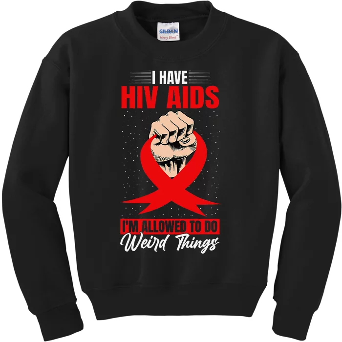 Hiv Awareness Red Ribbon World Aids Day Fighters Kids Sweatshirt