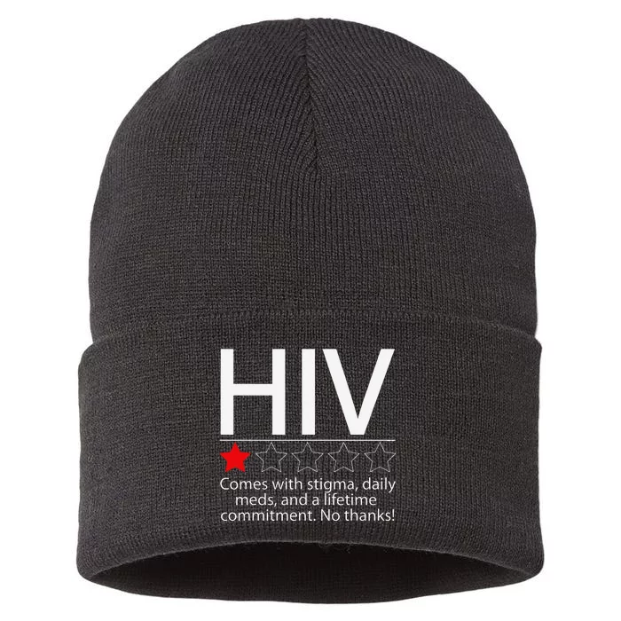 Hiv Awareness Red Ribbon World Aids Day Fighters Sustainable Knit Beanie