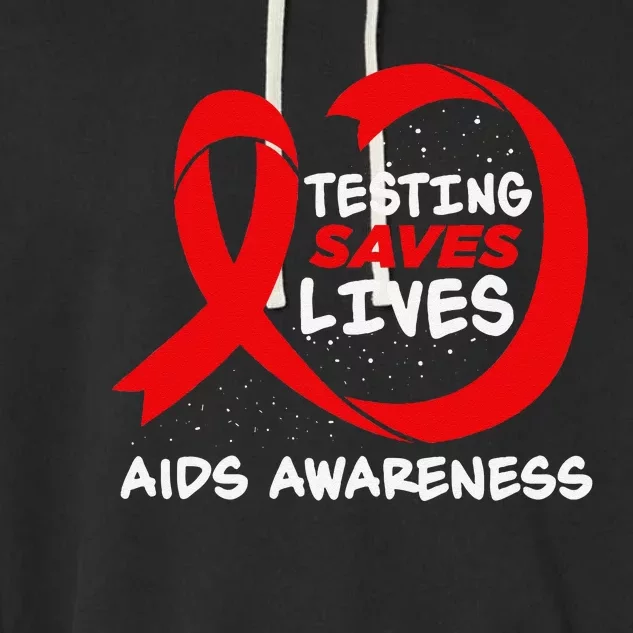 Hiv Awareness Red Ribbon World Aids Day Fighters Garment-Dyed Fleece Hoodie