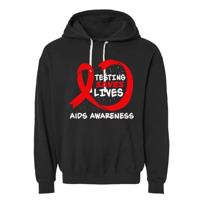 Hiv Awareness Red Ribbon World Aids Day Fighters Garment-Dyed Fleece Hoodie