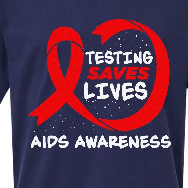 Hiv Awareness Red Ribbon World Aids Day Fighters Sueded Cloud Jersey T-Shirt