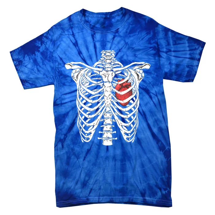 Heart And Ribcage Nurse Funny Skeleton Halloween Costume Cool Gift Tie-Dye T-Shirt