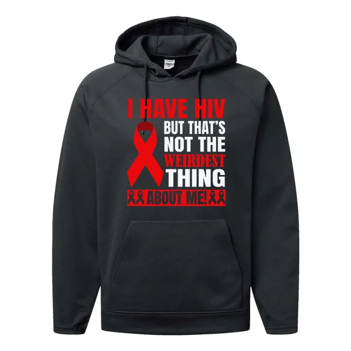 Hiv Awareness Red Ribbon World Aids Day Fighters Performance Fleece Hoodie