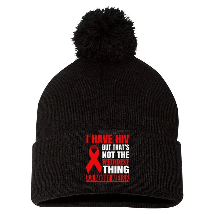 Hiv Awareness Red Ribbon World Aids Day Fighters Pom Pom 12in Knit Beanie