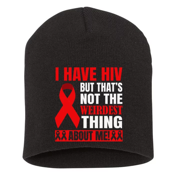 Hiv Awareness Red Ribbon World Aids Day Fighters Short Acrylic Beanie