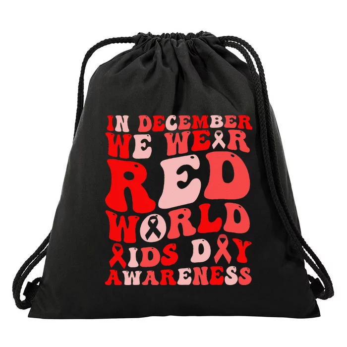 Hiv Awareness Red Ribbon World Aids Day Fighters Drawstring Bag